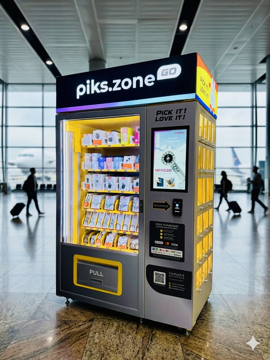piks.zone GO smart vending machine in an airport terminal
